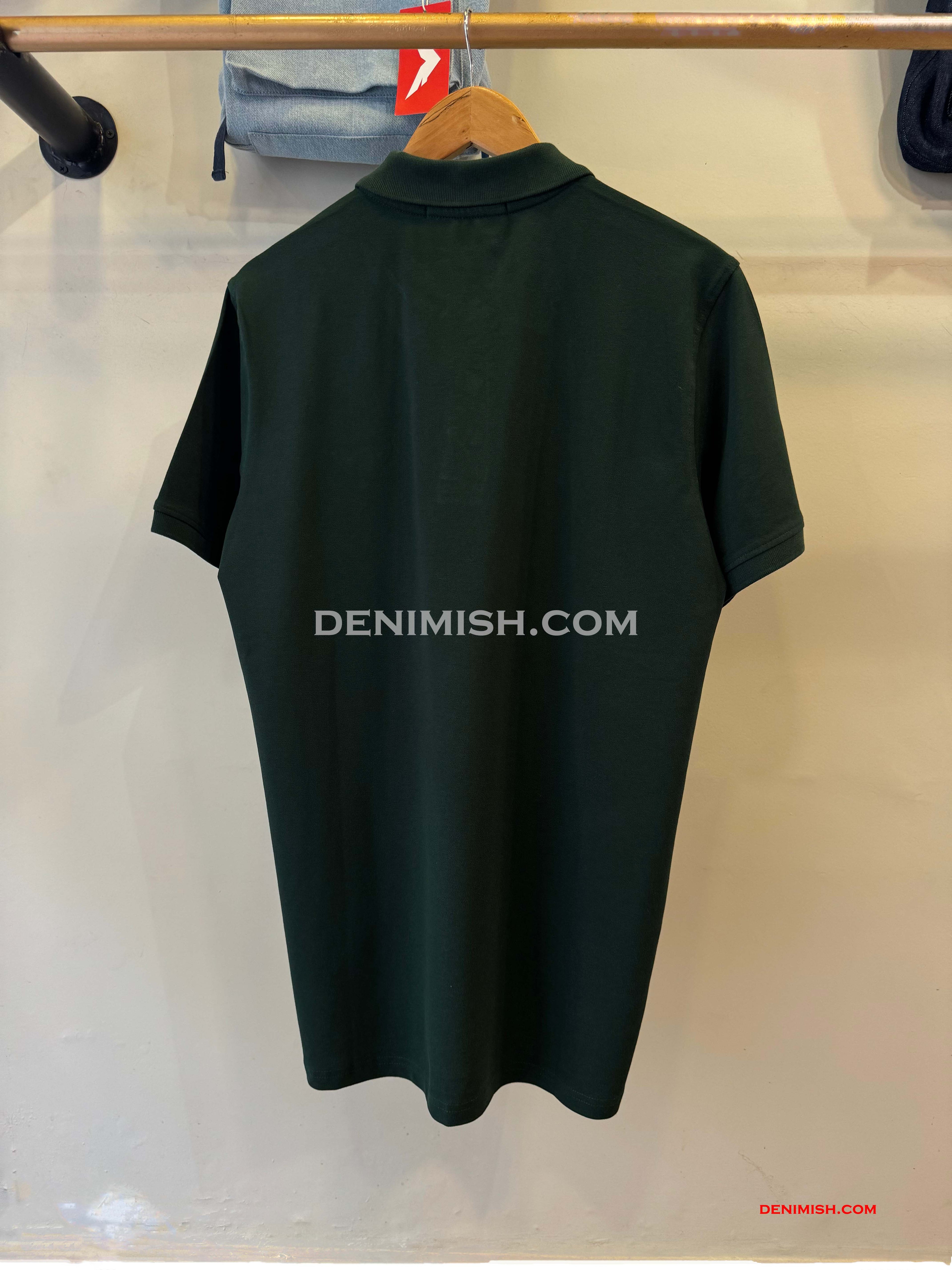 PRADA PIQUE MEN'S PLAIN TRIANGLE LOGO POLO | GREEN