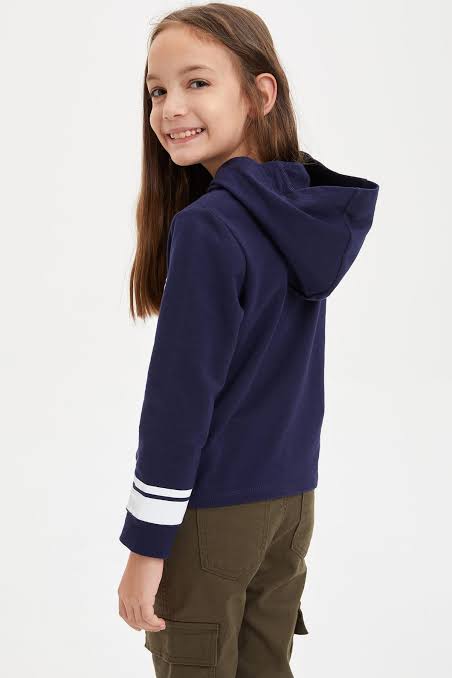 LE PRINTEMPS DEFACTO HOODED SWEATSHIRT PRINTED GILR | NAVY BLUE