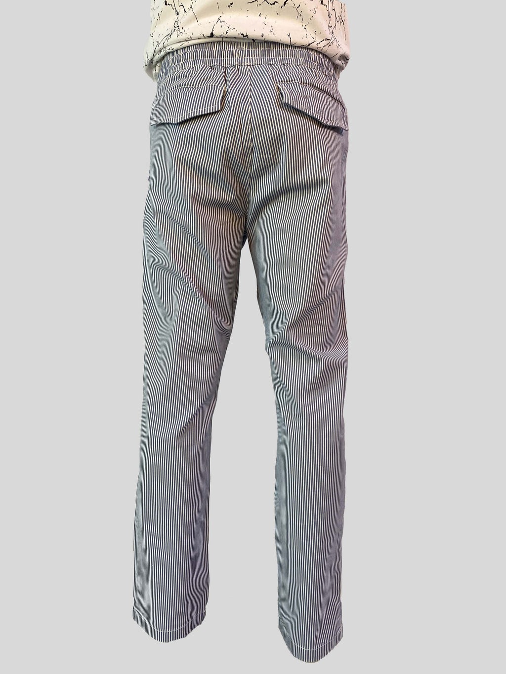 DAN JOHN MEN'S  STRIPED TROUSER | WHITE / LIGHT BLUE