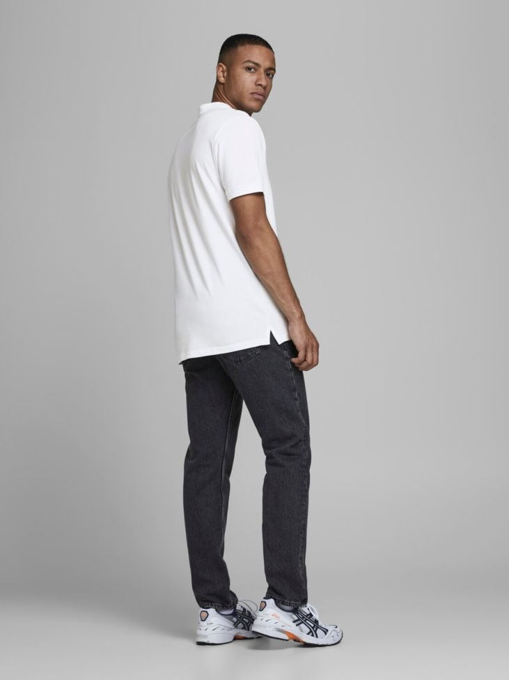 MEN'S POLO SHIRT JACK & JONES SLIM FIT SHORT SLEEVE EMBROIDERY LOGO | WHITE