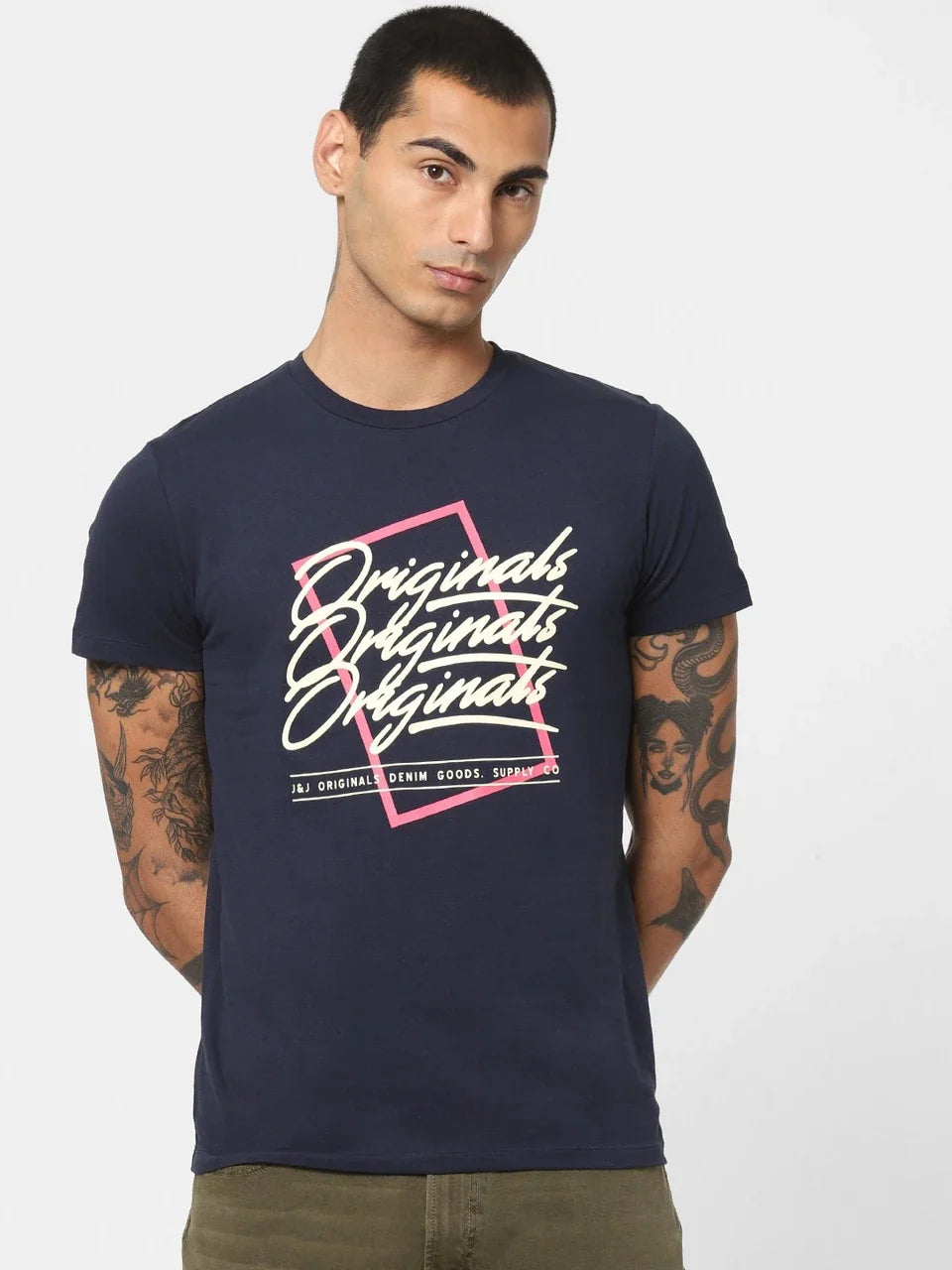 JACK & JONES LOGO CREW T-SHIRT | BLUE