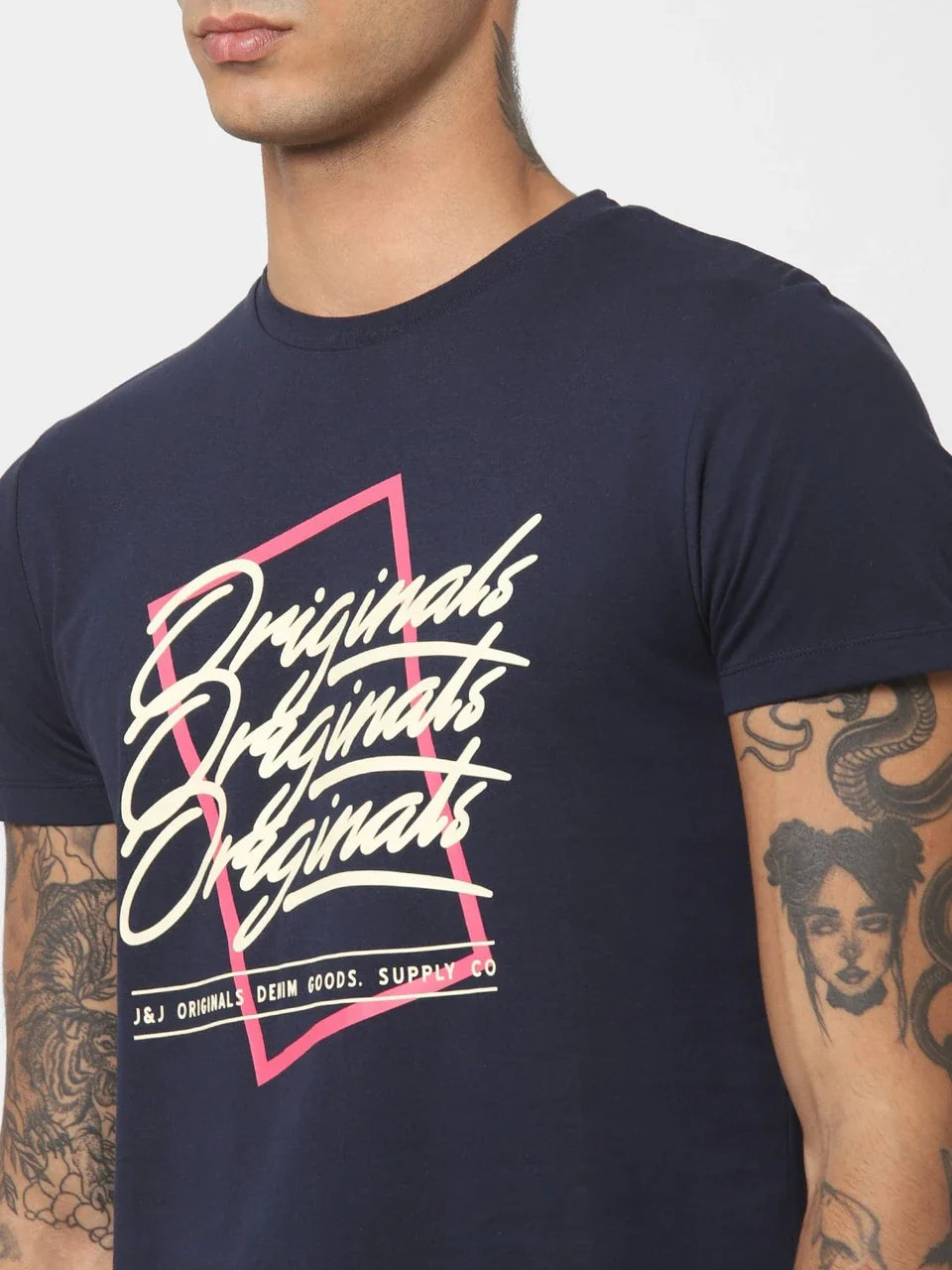 JACK & JONES LOGO CREW T-SHIRT | BLUE