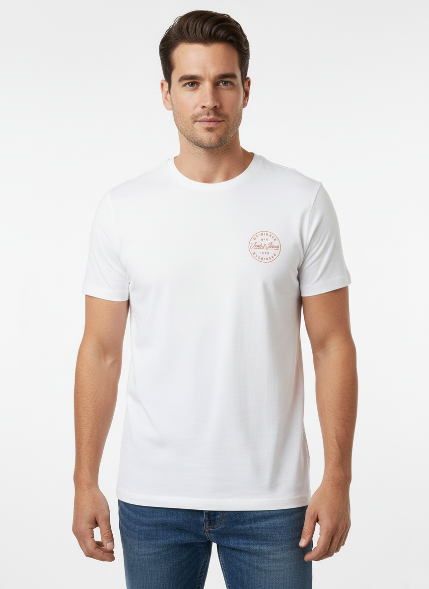 JACK & JONES MEN’S PREMIUM ROUND NECK T-SHIRT  | WHITE