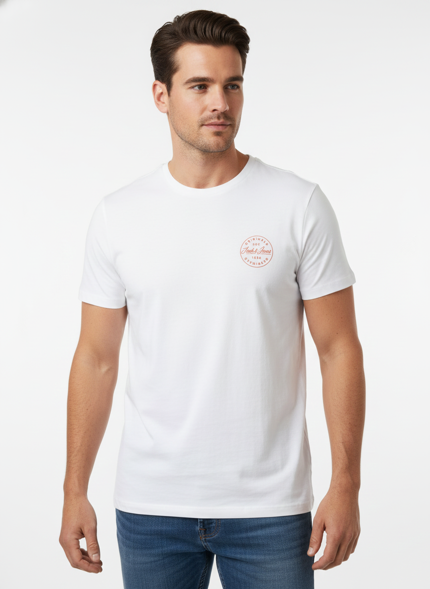 JACK & JONES MEN’S PREMIUM ROUND NECK T-SHIRT  | WHITE