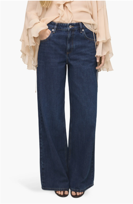 MANGO MID WAIST LOOSE FIT JEANS FOR WOMEN | BLUE