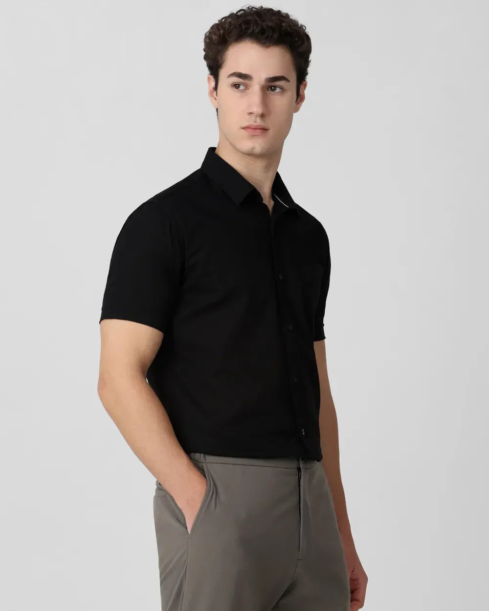 CELIO MASANTAL CASUAL HALF SLEEZES  SHIRT FOR MEN – BLACK