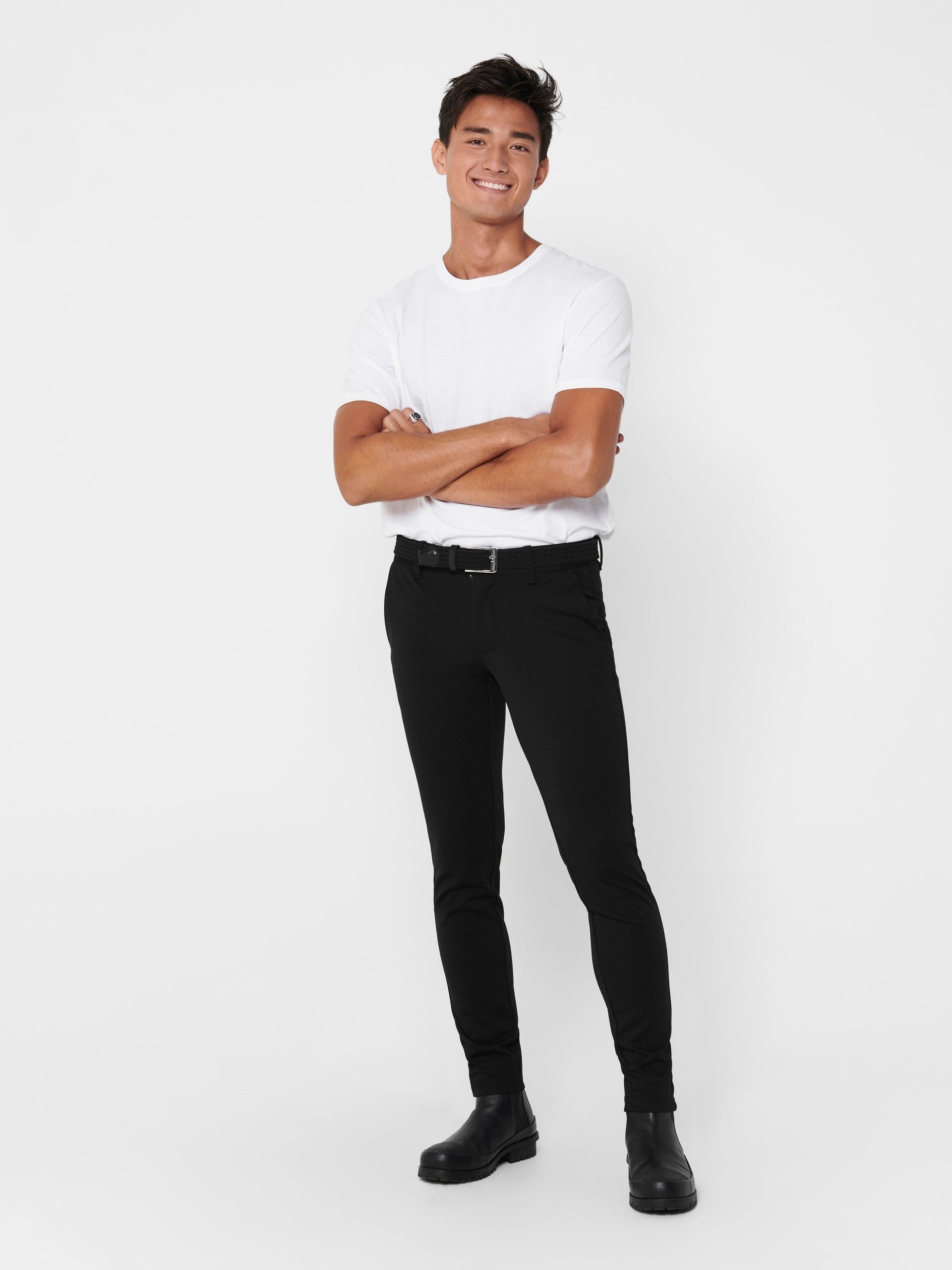 ONLY & SONS ONSMARK SLIM FIT CHINO TROUSER | BLACK