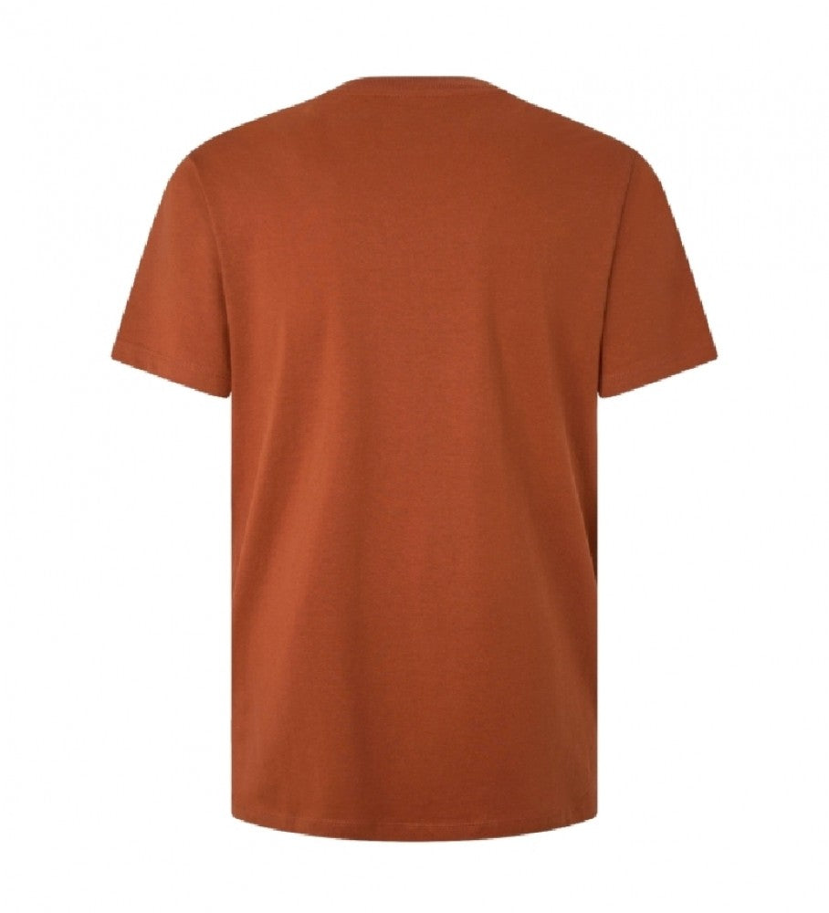 PEPE JEANS LONDON COTTON T-SHIRT WITH PRINTED LOGO | DARK BROWN