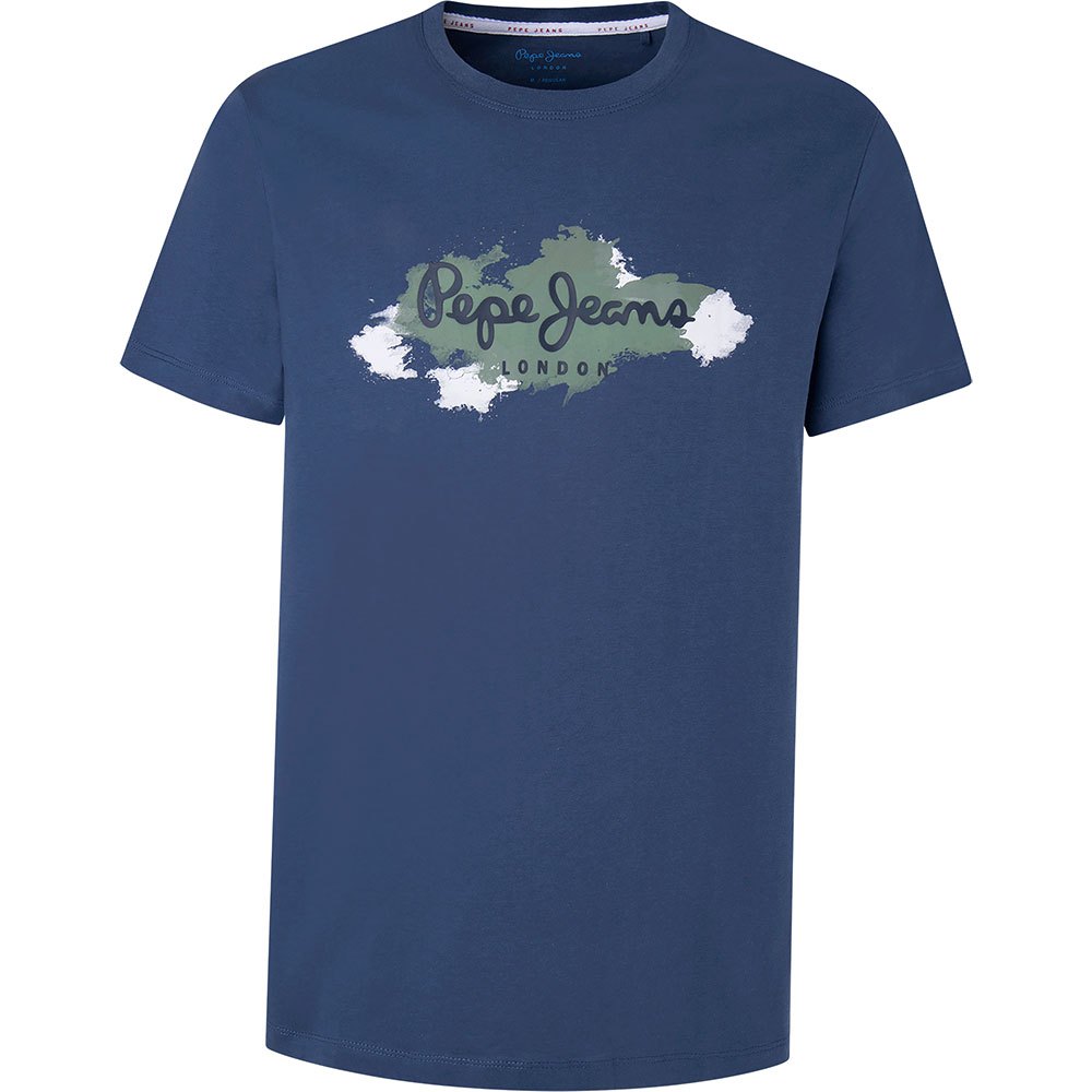 PEPE JEANS-COTTON SLIM FIT T-SHIRT WITH PRINTED LOGO | NAVY