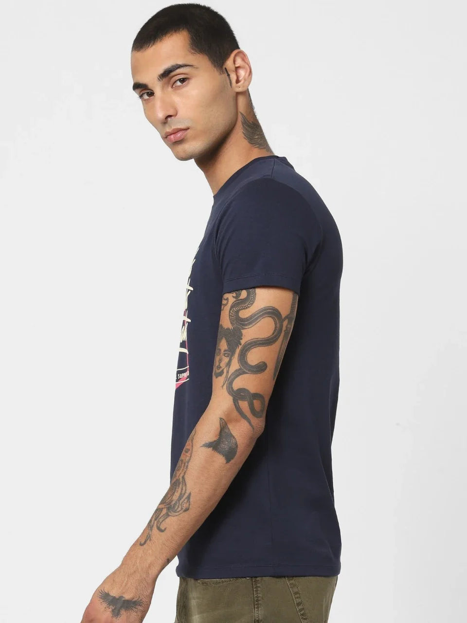 JACK & JONES LOGO CREW T-SHIRT | BLUE