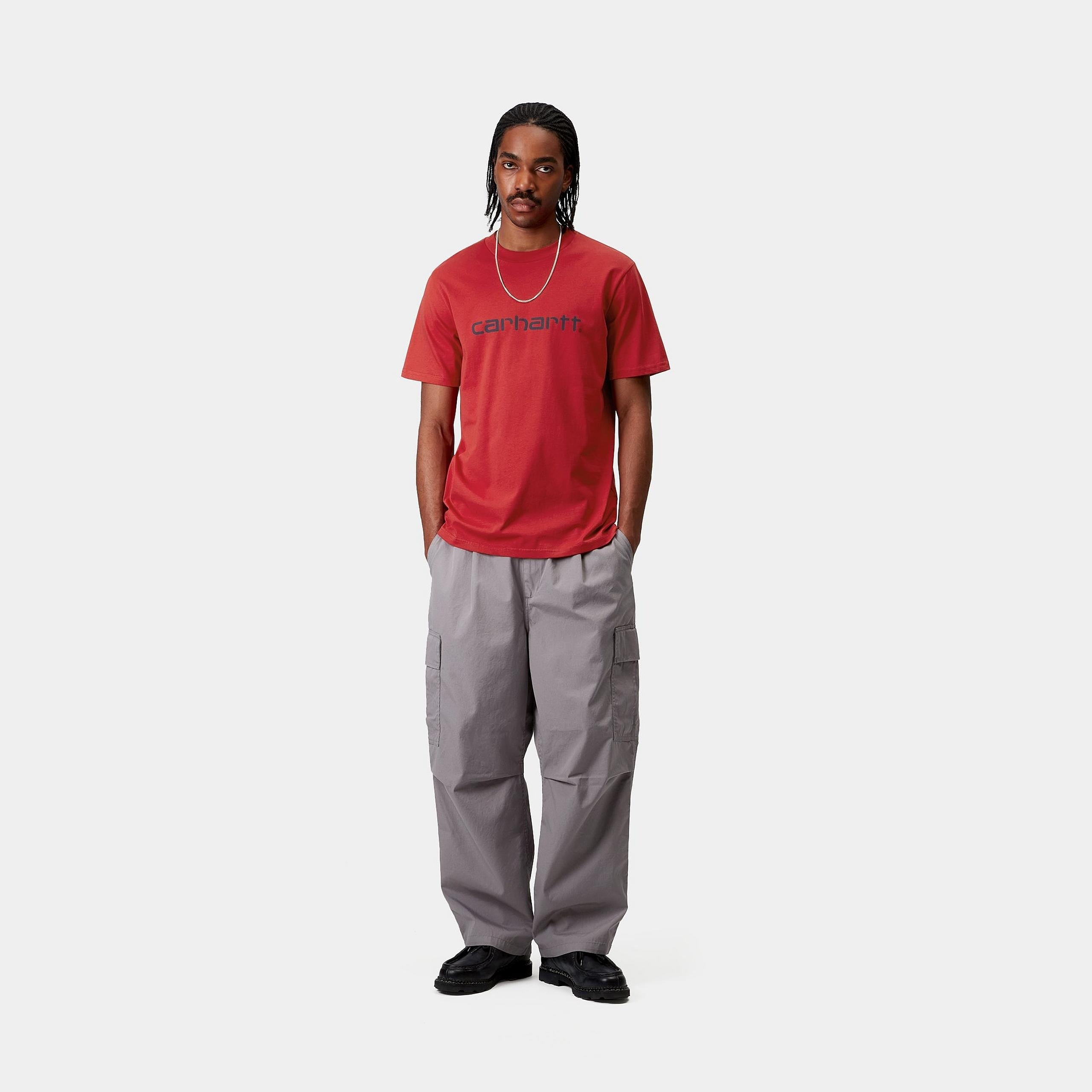 CARHARTT WIP S/S RELAXED FIT SHORT SLEEVE SCRIPT T-SHIRT | RED