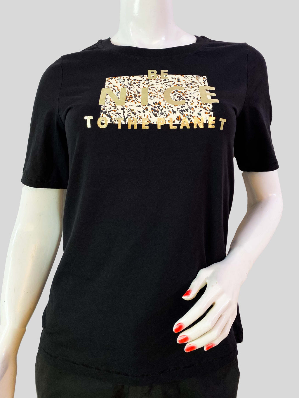 S.OLIVER  BE NICE TO THE PLANET PRINT WOMEN T-SHIRT | BLACK
