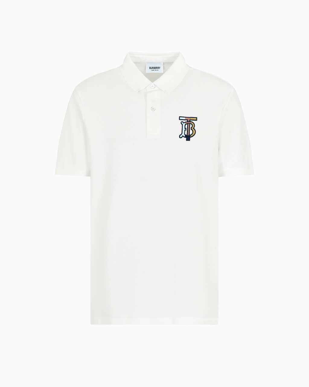 BURBERRY EKD-EMBROIDERED COTTON-BLEND POLO SHIRT | WHITE