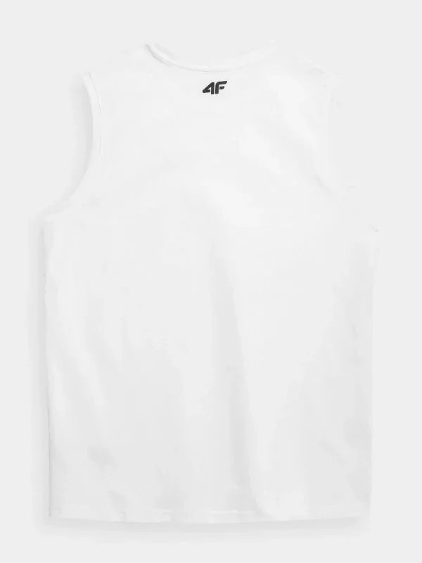 4.F. SANDO Men’s Regular Plain Tank Top - White, perfect for gym wear.