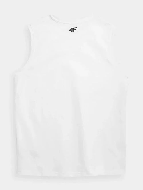 4.F. SANDO Men’s Regular Plain Tank Top - White, perfect for gym wear.